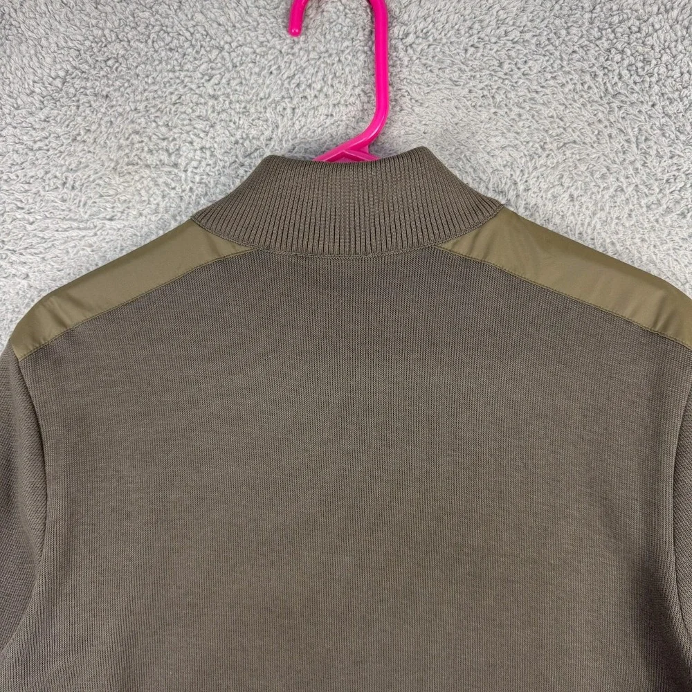 Hugo Boss Sweater Mens Medium Olive Green Mock Neck Snap Placket Regular Fit - Picture 6 of 12